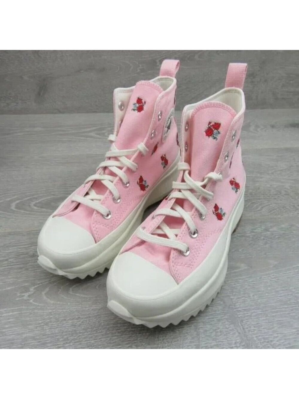 Converse Run Star Hike HI Platform Women's Size 9.5 Pink Red Roses NEW A05192C - Picture 5 of 14